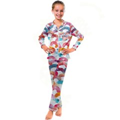 Rainbow Pattern Kid s Satin Long Sleeve Pajamas Set by designsbymallika