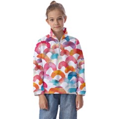 Rainbow Pattern Kids  Half Zip Hoodie by designsbymallika