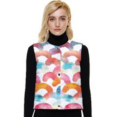 Rainbow Pattern Women s Short Button Up Puffer Vest by designsbymallika