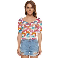 Rainbow Pattern Button Up Blouse