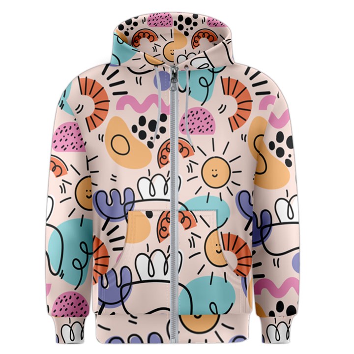 Abstract Doodle Pattern Men s Zipper Hoodie