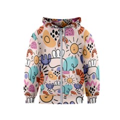 Abstract Doodle Pattern Kids  Zipper Hoodie by designsbymallika