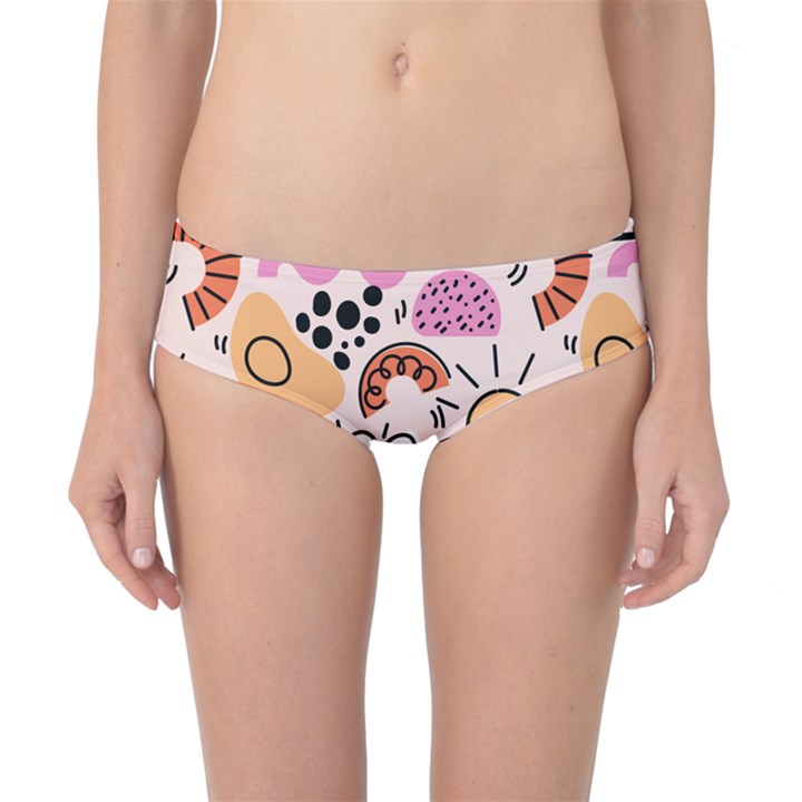 Abstract Doodle Pattern Classic Bikini Bottoms