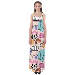 Abstract Doodle Pattern Empire Waist Maxi Dress by designsbymallika