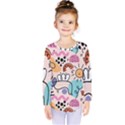 Abstract Doodle Pattern Kids  Long Sleeve Tee View1