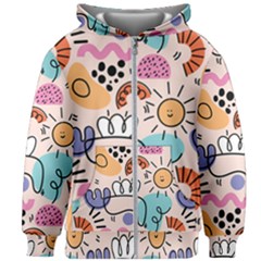 Abstract Doodle Pattern Kids  Zipper Hoodie Without Drawstring by designsbymallika