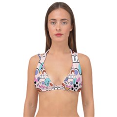 Abstract Doodle Pattern Double Strap Halter Bikini Top by designsbymallika