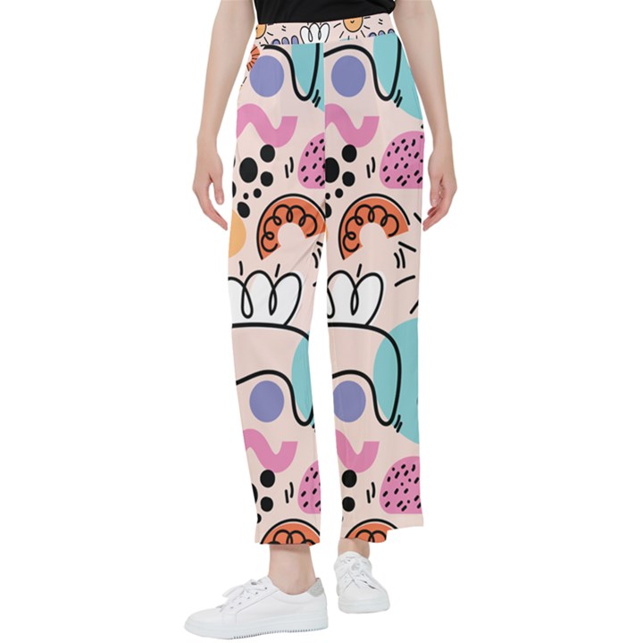 Abstract Doodle Pattern Women s Pants 