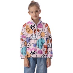 Abstract Doodle Pattern Kids  Half Zip Hoodie by designsbymallika