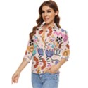 Abstract Doodle Pattern Women s Quarter Sleeve Pocket Shirt View3