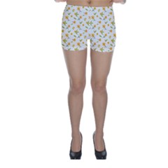 Cute Flower Design Skinny Shorts by designsbymallika