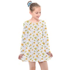 Cute Flower Design Kids  Long Sleeve Dress by designsbymallika