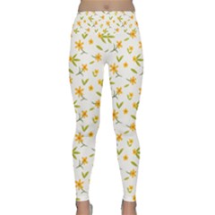 Cute Flower Design Lightweight Velour Classic Yoga Leggings by designsbymallika