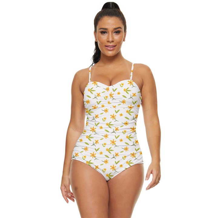 Cute Flower Design Retro Full Coverage Swimsuit