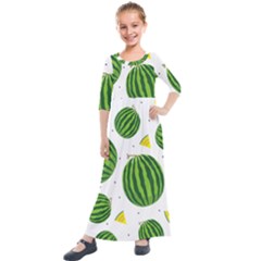 Watermelon Fruit Kids  Quarter Sleeve Maxi Dress