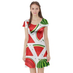 Watermelon Cuties White Short Sleeve Skater Dress by ConteMonfrey