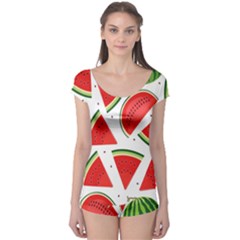 Watermelon Cuties White Boyleg Leotard  by ConteMonfrey