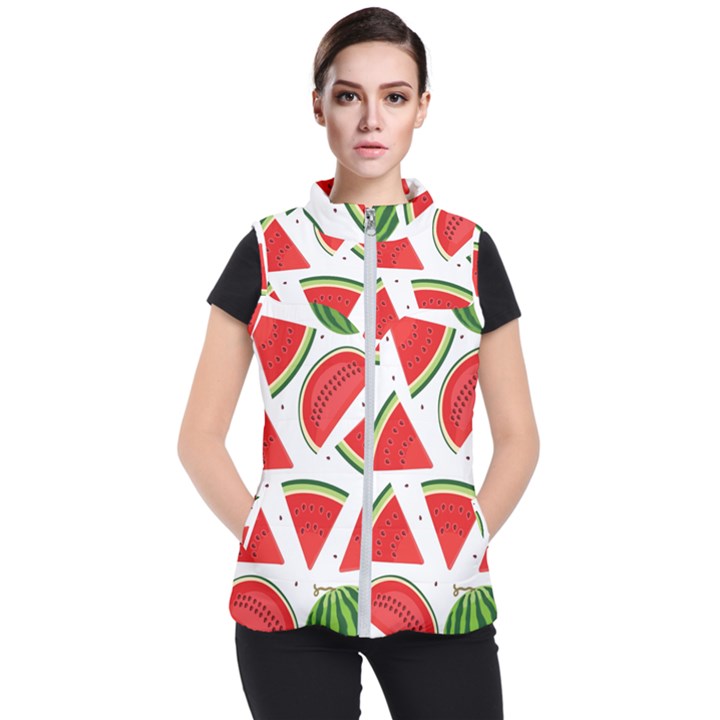 Watermelon Cuties White Women s Puffer Vest