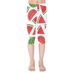 Watermelon Cuties White Kids  Capri Leggings  by ConteMonfrey