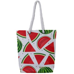 Watermelon Cuties White Full Print Rope Handle Tote (small) by ConteMonfrey