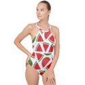 Watermelon Cuties White High Neck One Piece Swimsuit View1