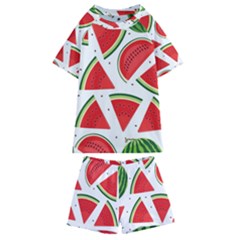 Watermelon Cuties White Kids  Swim Tee And Shorts Set by ConteMonfrey