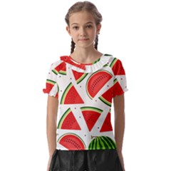 Watermelon Cuties White Kids  Frill Chiffon Blouse by ConteMonfrey