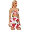 Watermelon Cuties White Vintage Style Bikini Top and Skirt Set  View3