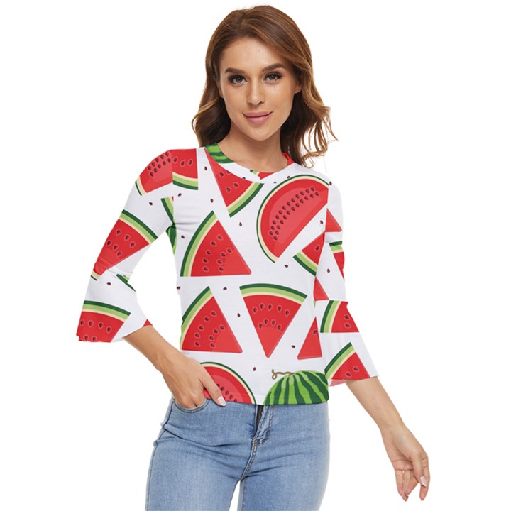 Watermelon Cuties White Bell Sleeve Top