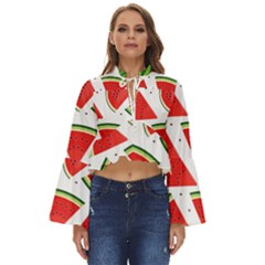 Watermelon Cuties White Boho Long Bell Sleeve Top by ConteMonfrey