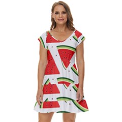 Watermelon Cuties White Short Sleeve Tiered Mini Dress by ConteMonfrey