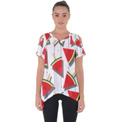 Watermelon Popsicle   Cut Out Side Drop Tee by ConteMonfrey