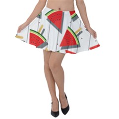 Watermelon Popsicle   Velvet Skater Skirt