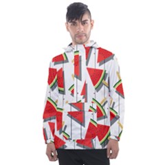 Watermelon Popsicle   Men s Front Pocket Pullover Windbreaker by ConteMonfrey