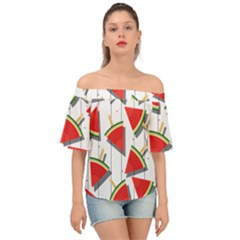 Watermelon Popsicle   Off Shoulder Short Sleeve Top by ConteMonfrey