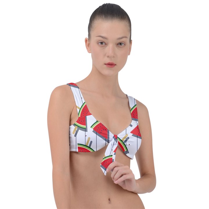 Watermelon Popsicle   Front Tie Bikini Top