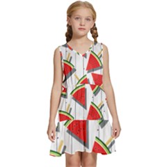 Watermelon Popsicle   Kids  Sleeveless Tiered Mini Dress by ConteMonfrey