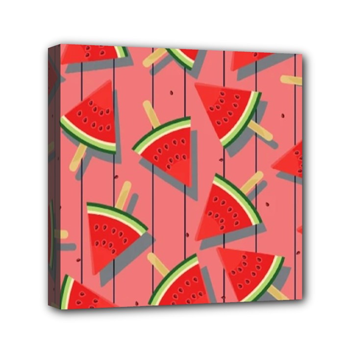 Red Watermelon Popsicle Mini Canvas 6  x 6  (Stretched)