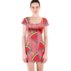 Red Watermelon Popsicle Short Sleeve Bodycon Dress by ConteMonfrey