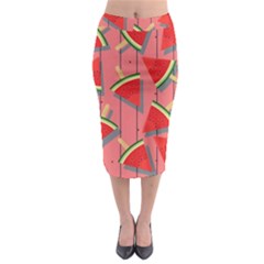 Red Watermelon Popsicle Midi Pencil Skirt by ConteMonfrey