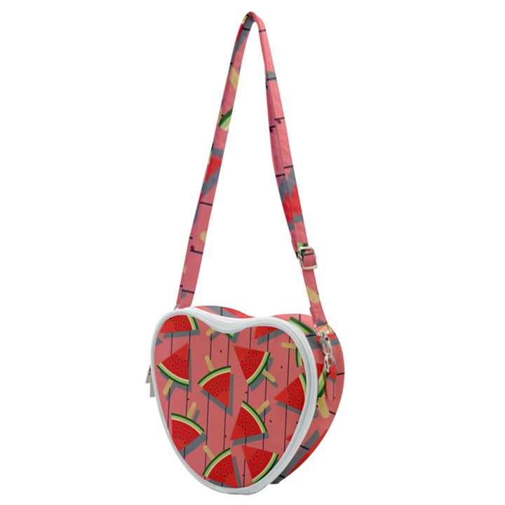 Red Watermelon Popsicle Heart Shoulder Bag