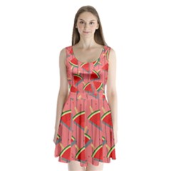 Red Watermelon Popsicle Split Back Mini Dress  by ConteMonfrey