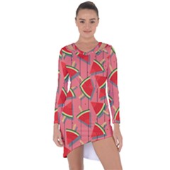 Red Watermelon Popsicle Asymmetric Cut-out Shift Dress by ConteMonfrey