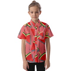 Red Watermelon Popsicle Kids  Short Sleeve Shirt by ConteMonfrey