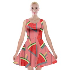 Red Watermelon Popsicle Velvet Skater Dress by ConteMonfrey