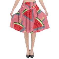 Red Watermelon Popsicle Flared Midi Skirt by ConteMonfrey