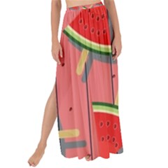 Red Watermelon Popsicle Maxi Chiffon Tie-up Sarong by ConteMonfrey