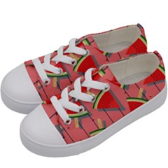 Red Watermelon Popsicle Kids  Low Top Canvas Sneakers by ConteMonfrey