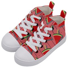 Red Watermelon Popsicle Kids  Mid-top Canvas Sneakers by ConteMonfrey