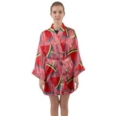 Red Watermelon Popsicle Long Sleeve Satin Kimono by ConteMonfrey